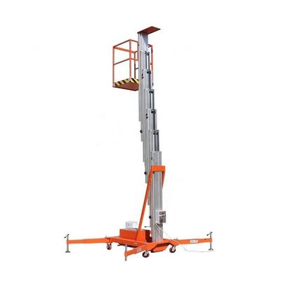 6m-16m Đường thẳng đứng Telescopic Single Mast Lift Aluminium Alloy Aerial Work Platforms