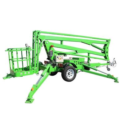 14m cao kéo Cherry Picker khớp nối trailer xô nâng gấp cánh tay
