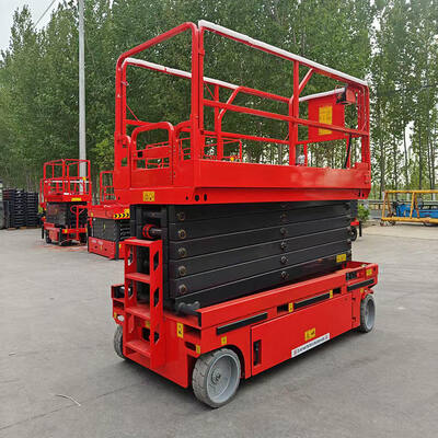 Xe nâng cắt kéo tự hành màu xanh đỏ 12m 320kg