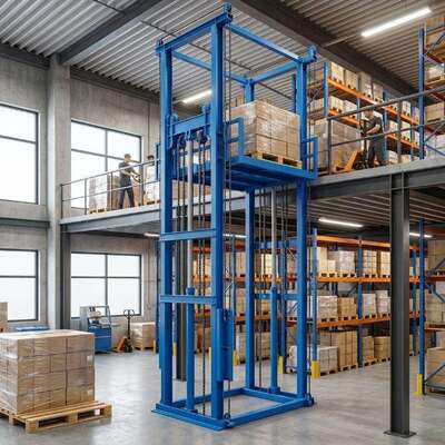 Thang máy chở hàng ray dẫn đôi 2000kg 9m