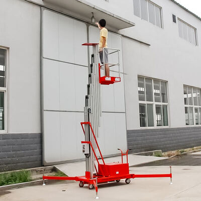 Cột nhôm điện nâng 8m 10m 150kg Nền tảng làm việc trên không cột đơn dọc