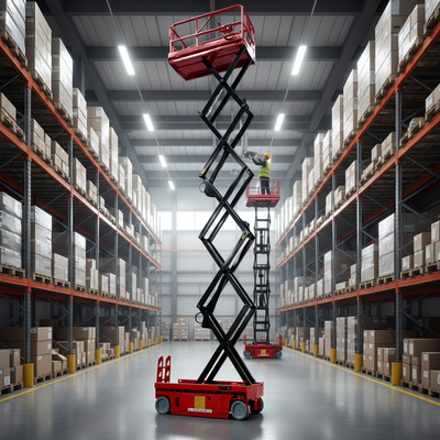Thang máy kéo điện 6m - 14m Đồ cất hoạt động trên không bền cho hoạt động kho